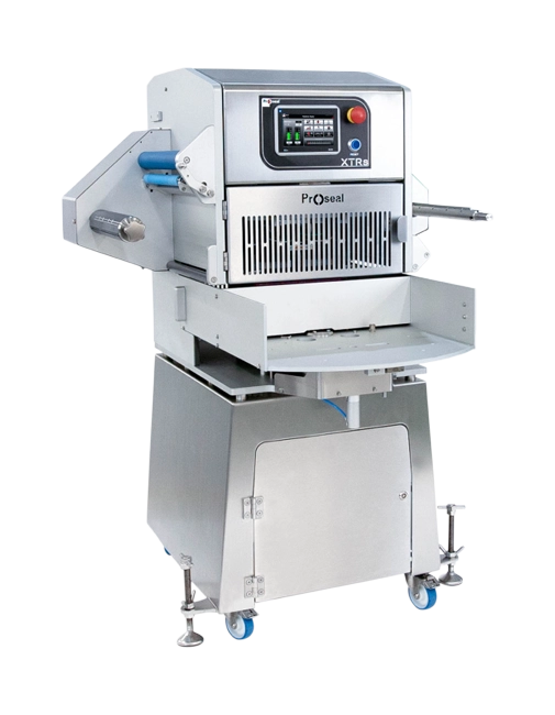 Proseal XTRs compact semi-automatic tray sealer for sealing food trays.
